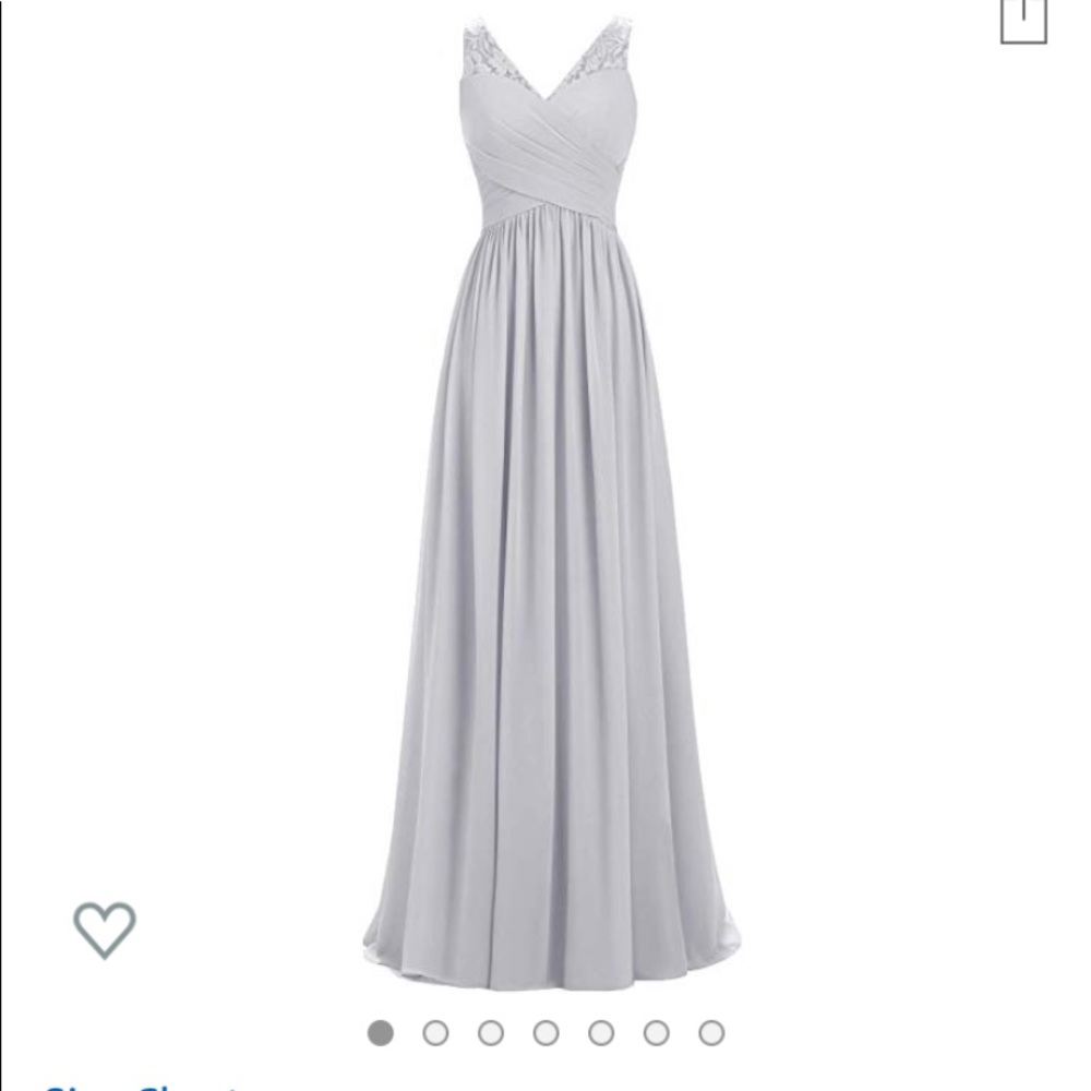 Silver grey/gray prom bridesmaid wedding dress